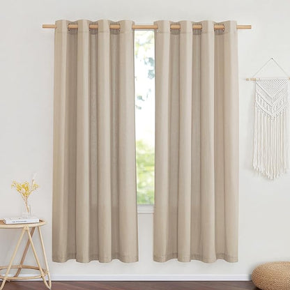 NICETOWN Flax Linen Blend Taupe Window Curtains, Grommet Vertical Drapes by NICETOWN