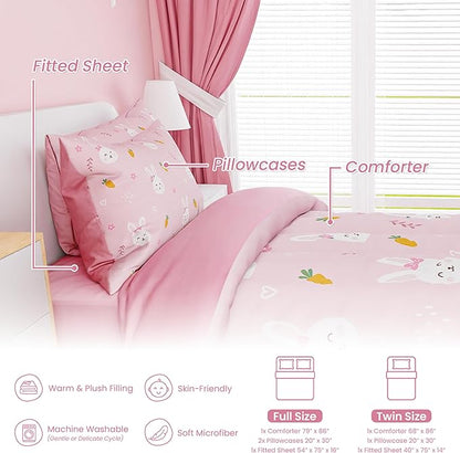 SANDJEST Rabbit Comforter Set Full Size 98x86in - Image 3