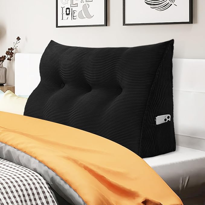 WOWMAX 100% Cotton Corduroy Headboard Pillow – Twin Size Back Support Reading by WOWMAX