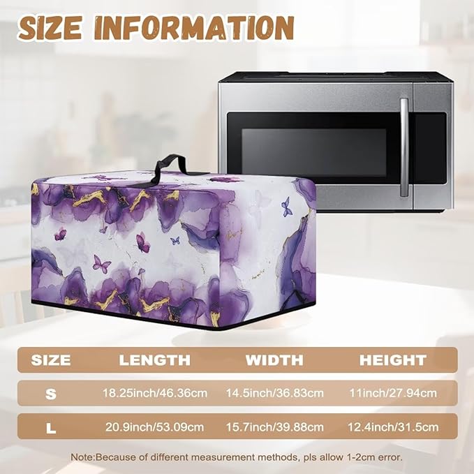 Microwave Oven Dust Cover, Marble Heat-Resistant Waterproof Polyester Fabric - Image 6