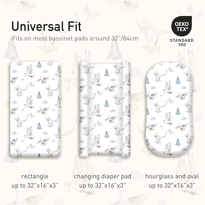 Gllquen Baby Bassinet Sheets 4 Pack, Breathable Cozy Fitted Mattress Sheet - Image 5