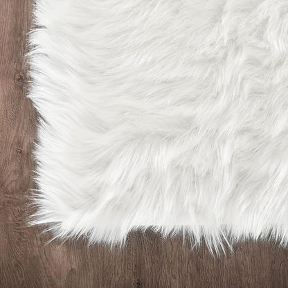Latepis 12x12 Area Rugs for Bedroom White Faux Fur Rug Washable Super Fluffy - Image 6