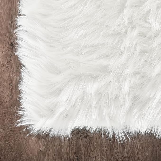 Latepis 5x7 Area Rugs White Furry Faux Sheepskin Rug Washable Fluffy Fur Rug - Image 5