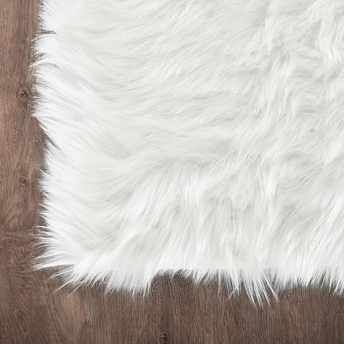 Latepis White Faux Fur Rug 8x10, Faux Fur Sheepskin Rug - Image 6