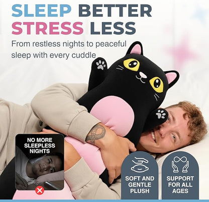 Black Cat Plush Body Pillow for Kids | Long Stuffed Animal Cuddle Pillow | Soft - Image 2