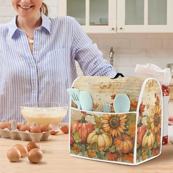 Pumpkin Mixer Cover for Kitchen Aid 6-8 Qt Mixer, Maple Leaf Small Appliance - Image 2