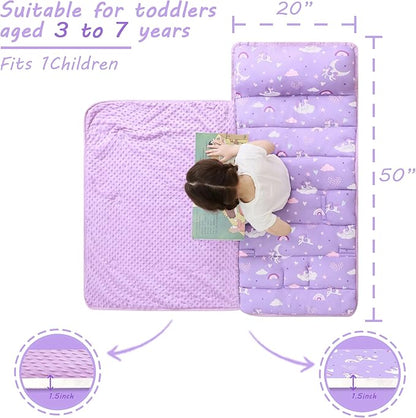 Toddler Nap Mat with Pillow and Blanket, Extra Large Rolled Napping Mats - Image 4