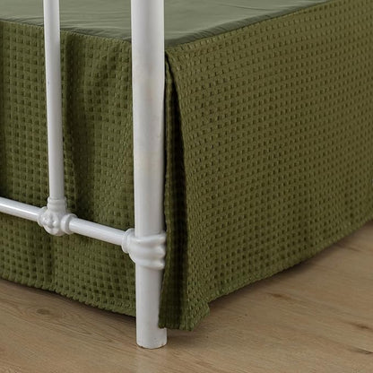 Queen Bed Skirt, Pleated Waffle Weave Bed Skirt by xuandian