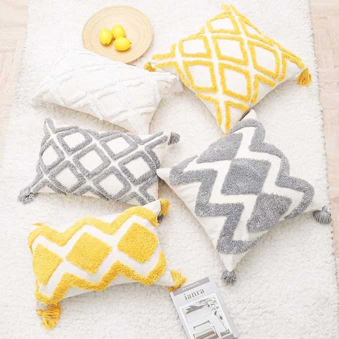 Boho Yellow Throw Pillow Cover 18x18 Inch - Image 6