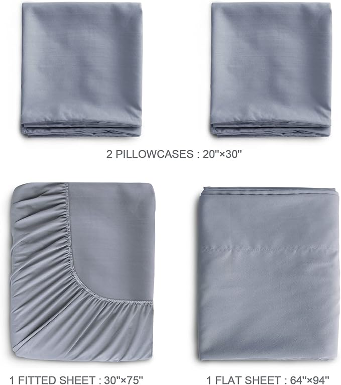 SPRINGSPIRIT Cot Sheets 30" x 75" x 9", 4 Piece Cot Sheet Set, Cot Size Fitted - Image 3