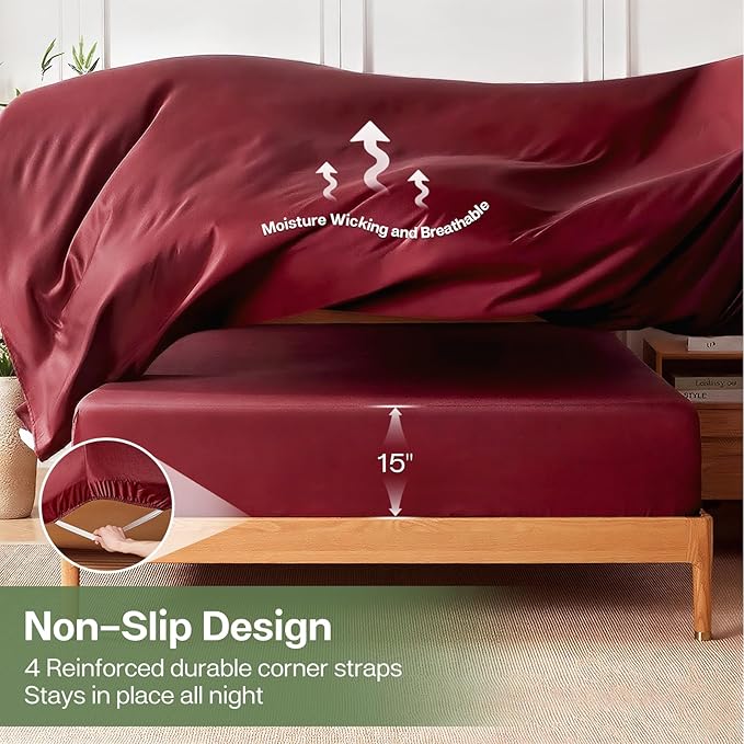 MR&HM King Fitted Sheet Only, Ultra-Soft Rayon Derived from Bamboo & Polyester - Image 6