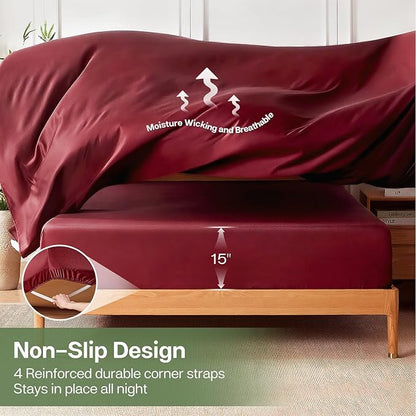 MR&HM Full Fitted Sheet Only, Ultra-Soft Rayon Derived from Bamboo & Polyester - Image 6