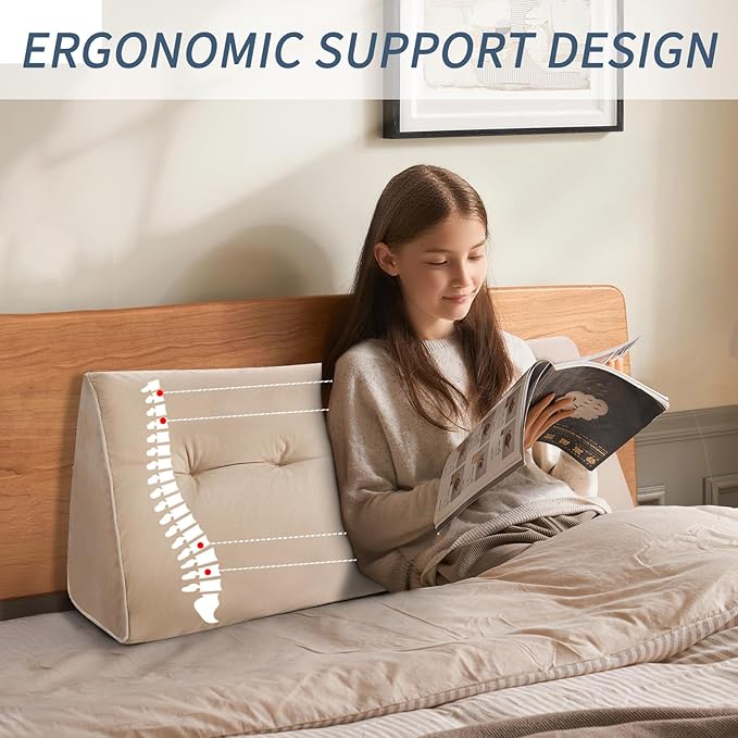 Headboard Wedge Pillows Full, Ergonomic Bed Triangular Headboard Pillow - Image 3