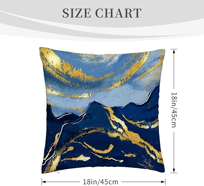 Navy Blue and Gold Throw Pillow Covers 18x18 Inches Set of 4, Modern Decorative - Image 2