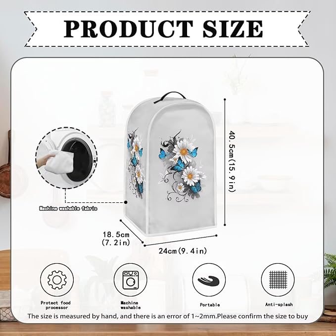 Talayituse Daisy Butterfly Print Blender Dust Cover, Fingerprint Protection - Image 6