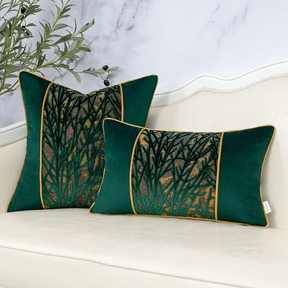 Yangest Green Twigs Throw Pillow Cover Velvet Branches Velvet Cushion Case - Image 5