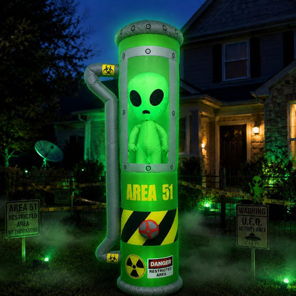 8FT Halloween Alien Inflatable Blow Up Outdoor Decorations with LEDs