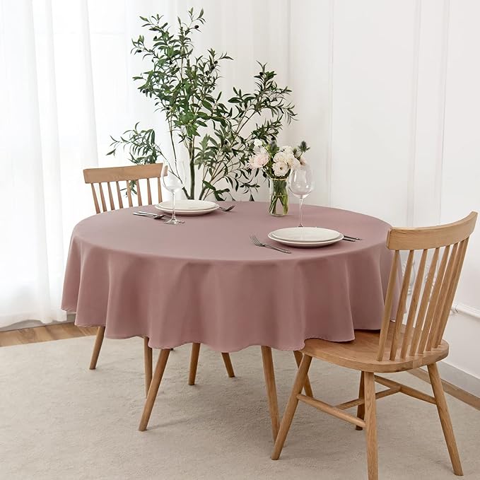 maxmill Round Linen Looking Textured Tablecloth Spill-Proof Wrinkle Free Soft by maxmill