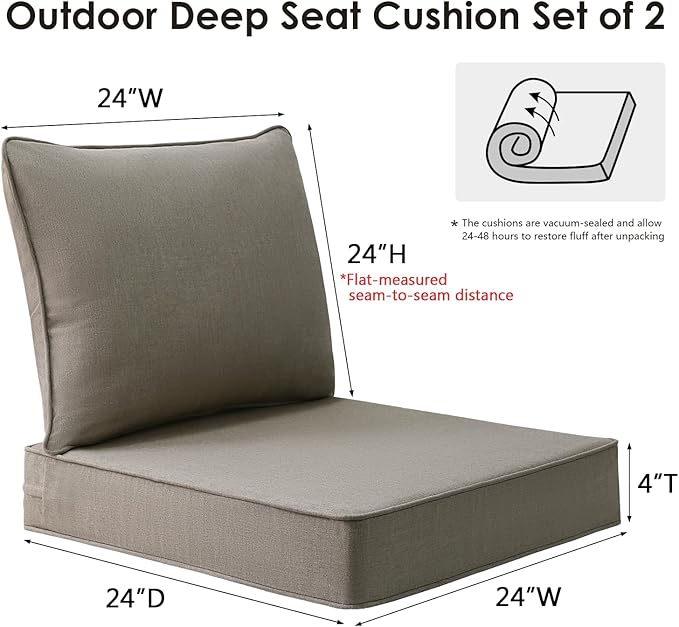 Sunbrella Outdoor Chair Cushions Set, Water-Repellent, Fade Resistant, Deep - Image 6