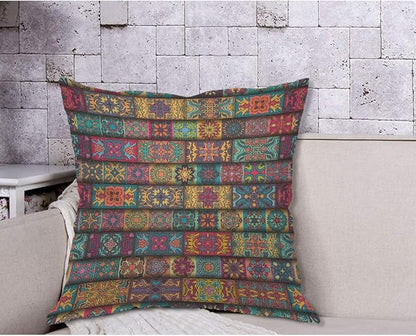 AOYEGO Bohemian Throw Pillow Cover Patchwork Floral Collage Ethnic Colorful - Image 4