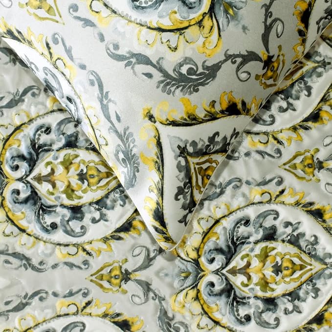 The HomeCentric King/Queen/Twin Grey & Yellow Designer Full 68"x18" Bed Runner - Image 4