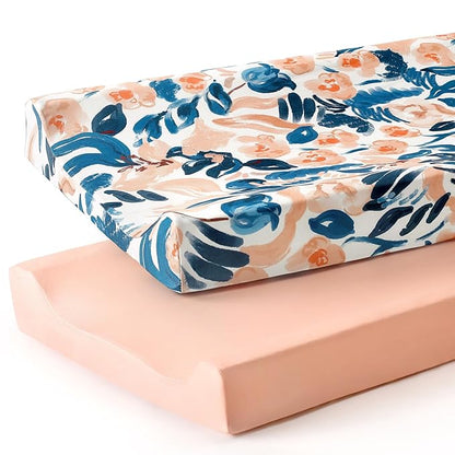 GRSSDER Stretch Ultra Soft Jersey Knit Changing Pad Cover Set 2 Pack, Change by BUYNOW