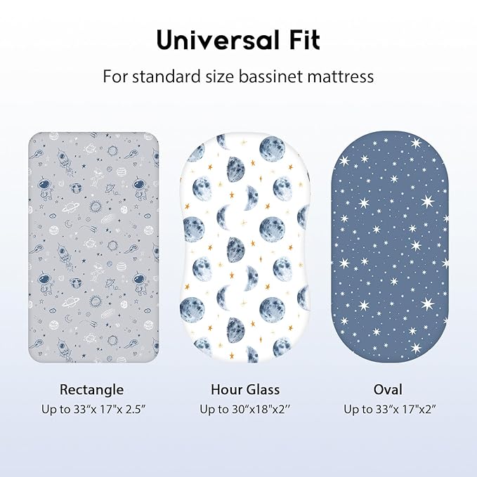Baby Bassinet Sheets Girl Boy, Fitted Bassinet Sheet Set 3 Pack Bassinet - Image 4