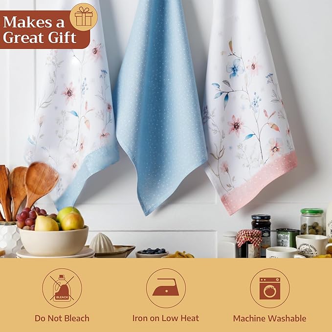 Maison d' Hermine Kitchen Towels Set of 3 100% Cotton 20" x 27.5" Reusable - Image 5