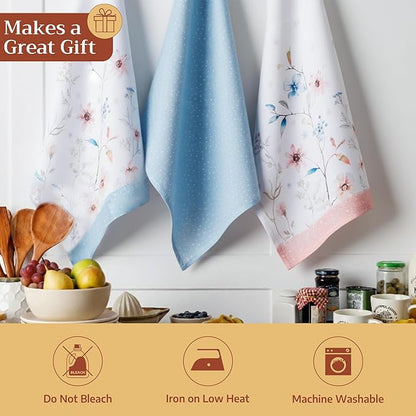 Maison d' Hermine Kitchen Towels Set of 3 100% Cotton 20" x 27.5" Reusable - Image 5