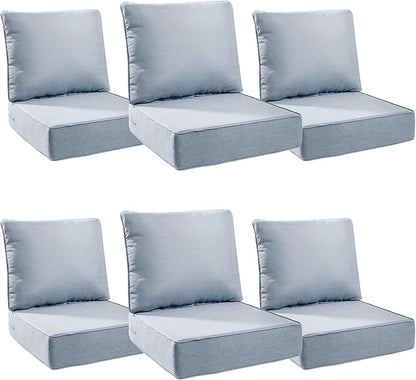 6" Thick Outdoor Cushions 24x24x6, 6-Set Deep Seat Patio Cushions by Pugire