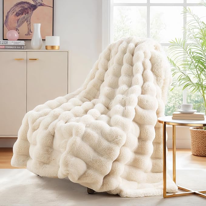 NEXHOME PRO Faux Fur Throw Blanket, Ultra Soft Cozy Warm Fuzzy Fluffy Plush by NEXHOMEPRO