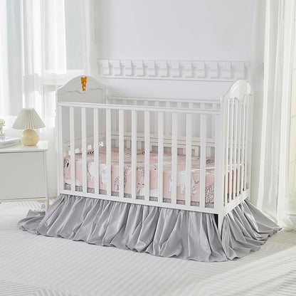Brandream Crib Bed Skirt for Baby Girls Boys Gray Boho Bohemian Neutral Solid - Image 6