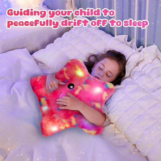 WEWILL 13'' Pink Light up Twinkle Star Glowing LED Night Light Plush Toy - Image 4
