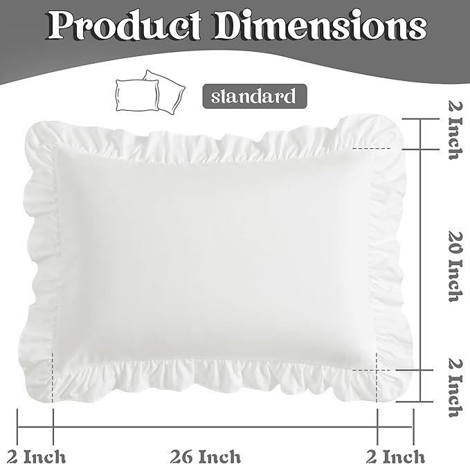 KKJIAF Ruffle Pillow Cases Standard Size Set of 2, Ruffled Pillow Covers - Image 3