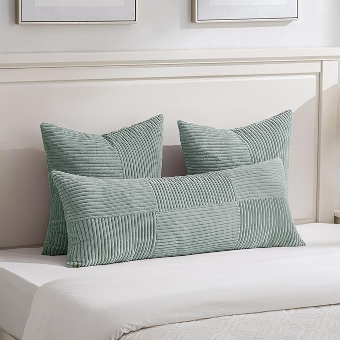 Fancy Homi 2 Packs Grey Blue Euro Decorative Throw Pillow Covers 26x26 Inch - Image 5