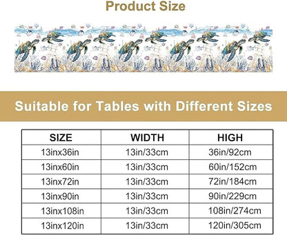 Watercolor Sea Turtle Table Runner Teal Blue Ocean Funmy Animal Octopus - Image 4