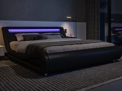 allewie queen size led platform bed frame with, main product view