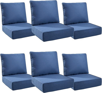 6" Thick Outdoor Cushions 24x24x6, 6-Set Deep Seat Patio Cushions by Pugire