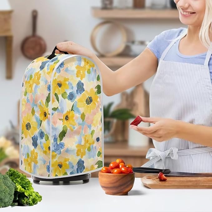 Yellow Floral Kitchen Blender Cover Universal Fits Kitchen Cover - Image 2