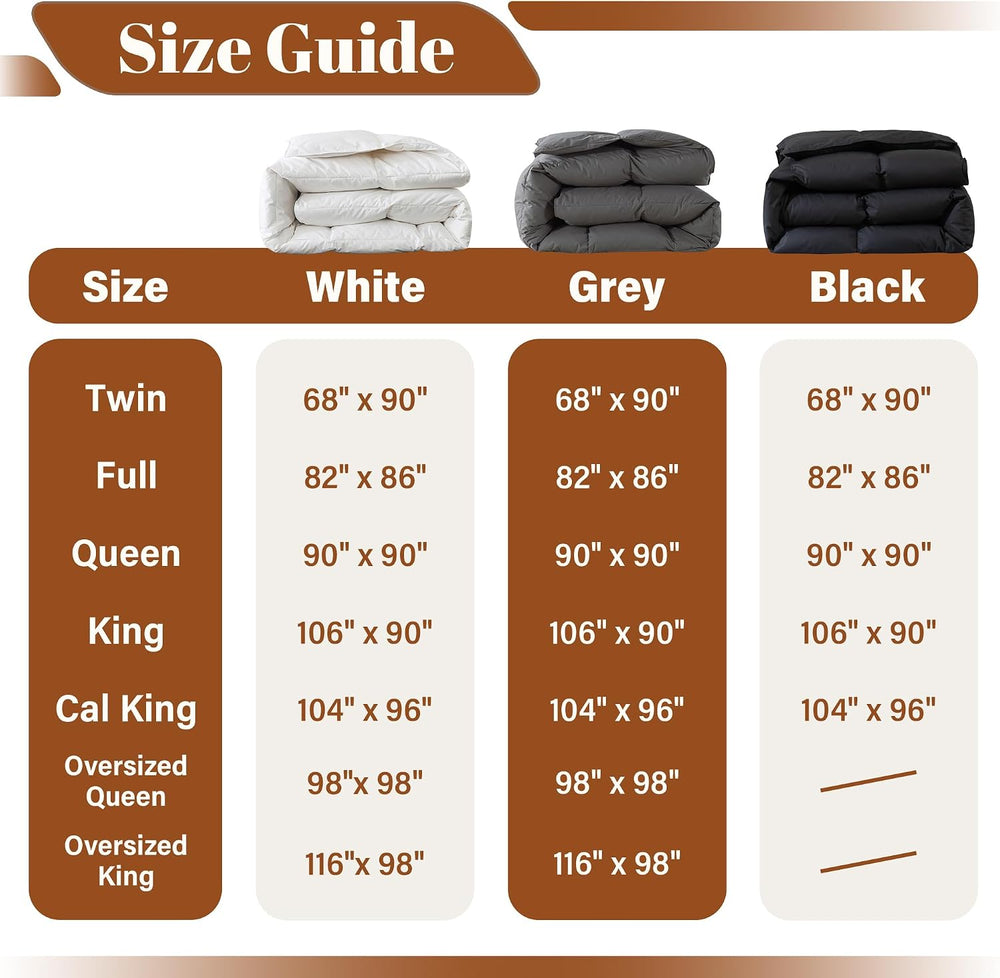 Cosybay Feather and Down Fiber Comforter Insert Queen, 100% Cotton Cover
