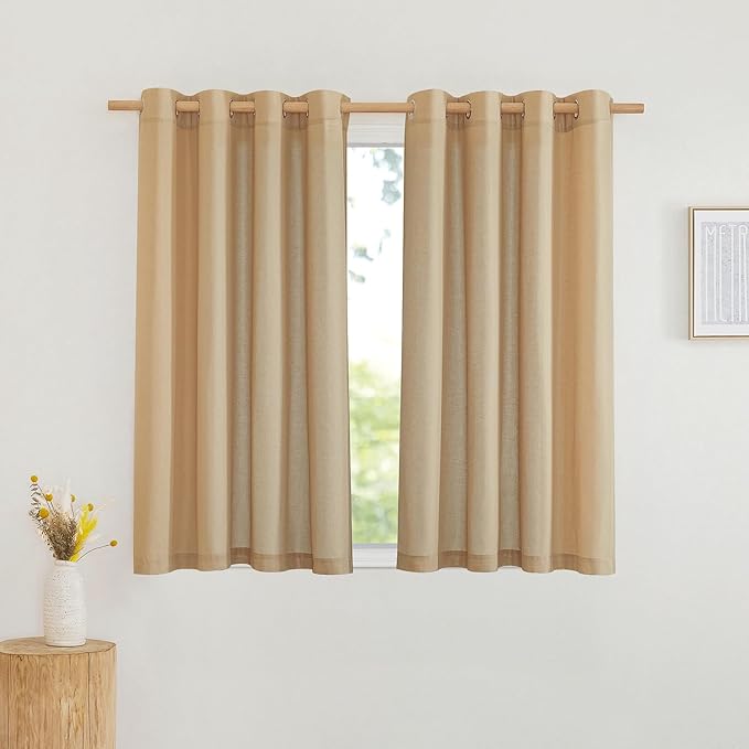 NICETOWN Semi Sheer Linen Burlap Curtains 54 inches Long, Grommet Thick Linen by NICETOWN