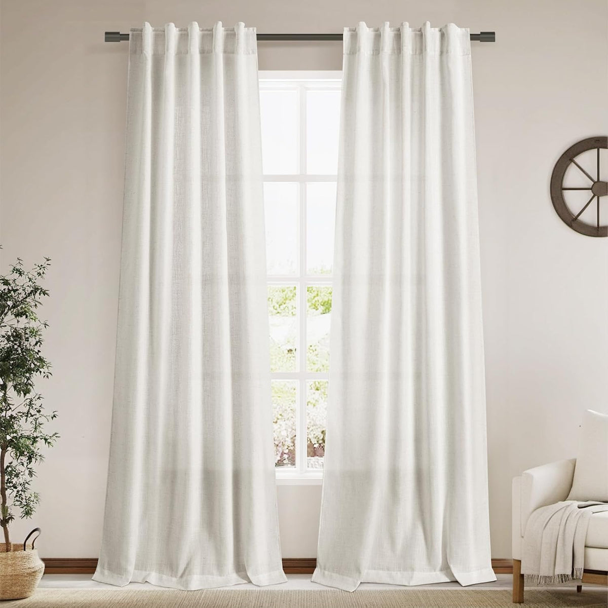 cream semi sheer curtains 96 inches long back, main product view
