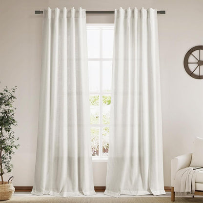 cream semi sheer curtains 96 inches long back, main product view