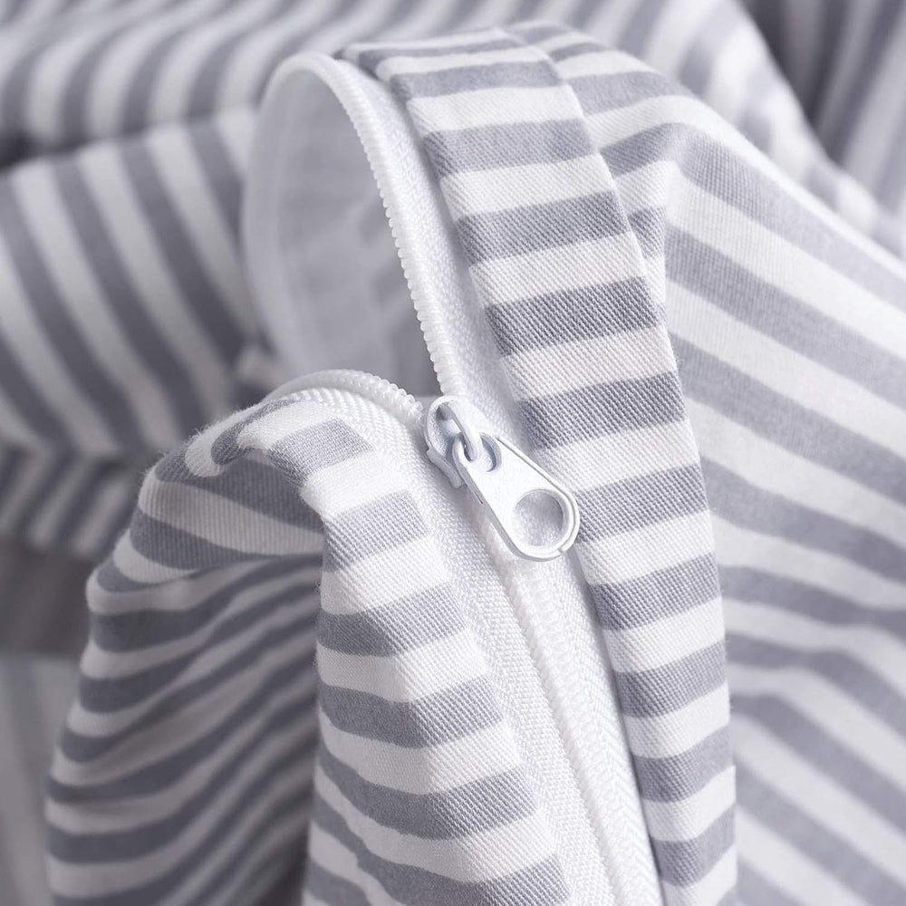 Wake In Cloud - Striped Cotton Duvet Cover Set, Ticking Stripe Pinstripe Farm...