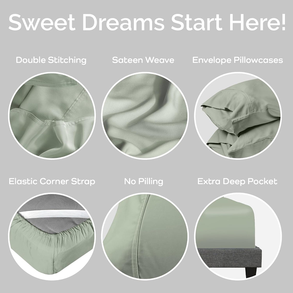 100% viscose bamboo sheets queen size 4pc set, side view