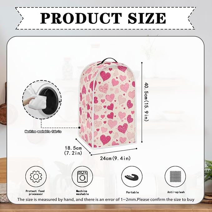 Talayituse Love Heart Print Blender Dust Cover, Fingerprint Protection Cover - Image 6