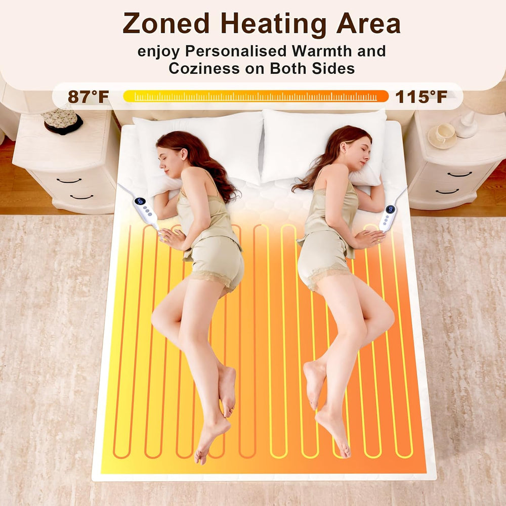 HYLEORY Electric Heated Mattress Pad King Size Dual Control, Fast Heating Bed...