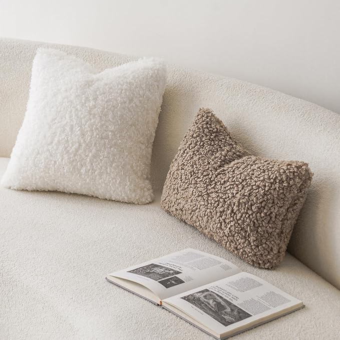 Foindtower Set of 2 Curly Teddy Wool Pillow Covers Decorative Boucle Textured - Image 5