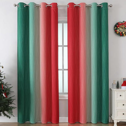 Estelar Textiler Red and Green Ombre Blackout Curtains - Image 2