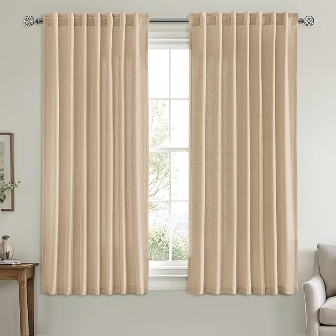 MIULEE Non-See-Through Privacy Linen Curtains 2 Panels, Light Filtering Window - Image 3